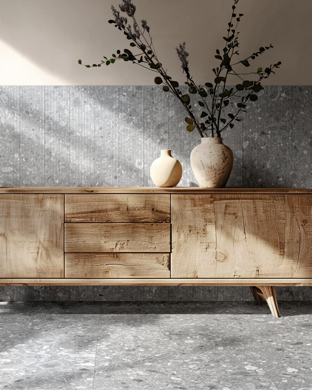 Carrelage effet piere Ceppo Di Gré couleur gris avec cannelures à La Garde près de Toulon