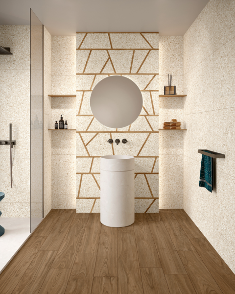 Carrelage effet mini terrazzo beige à La Garde près de La Crau
