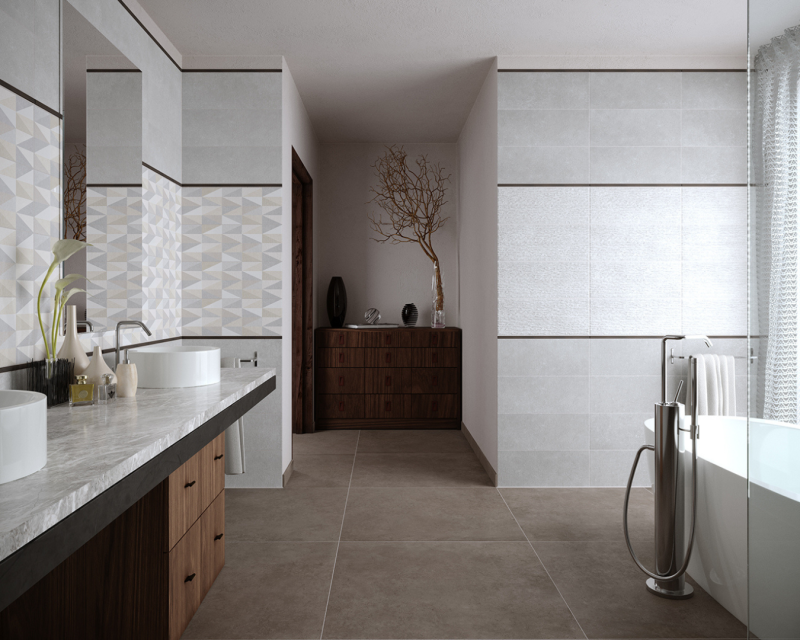 Salle de bain design avec carrelage graphique à La Garde près de Hyères