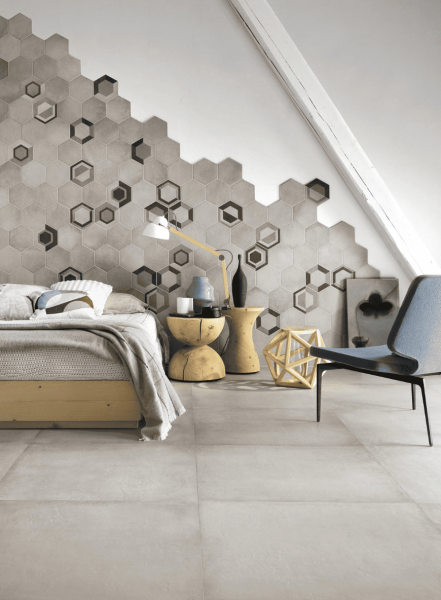 Chambre carrelage hexagonal