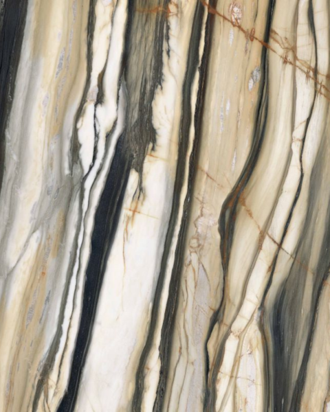 Carrelage grand format marbre avec veines couleur crème gris et noir