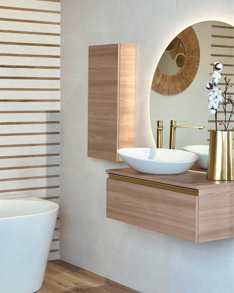 Meuble suspendu et avec faibles profondeur pour gagner de la place dans une petite salle de bain