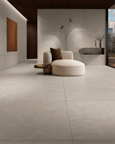 Carrelage effet béton gris clair