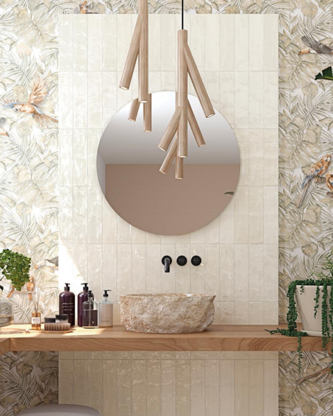 Carrelage imitation zellige beige pour salle d'eau et salle de bain à Ollioules 83