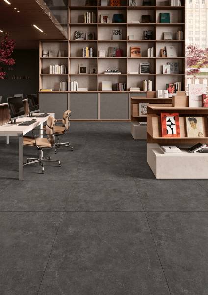 Carrelage effet pierre pour bibliothèque